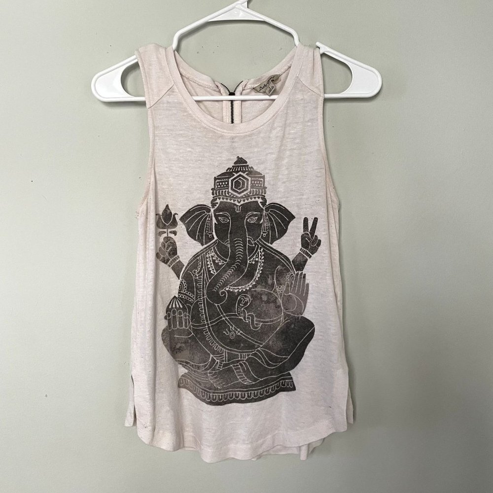Lucky Brand white gray hindu detail picture sleeveless summer top